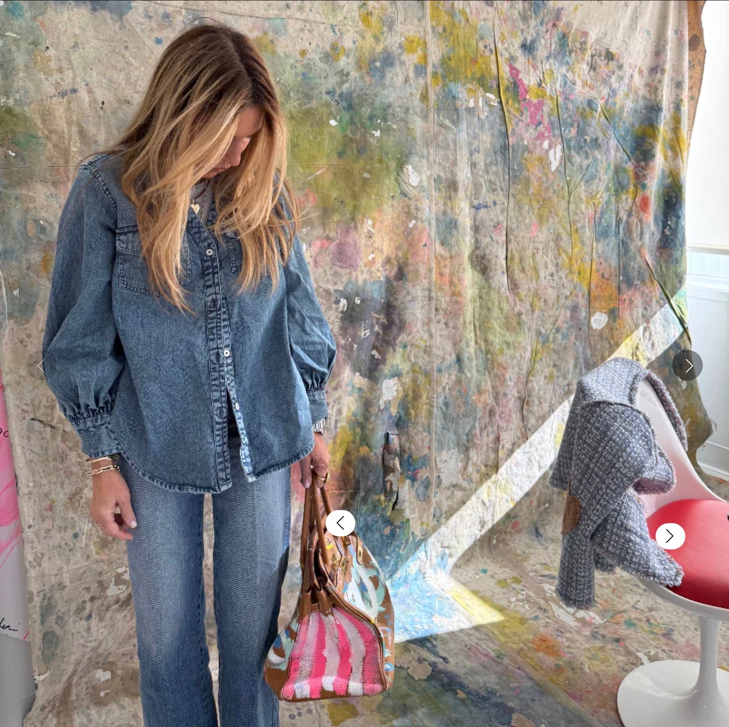 Puff Sleeve Denim Shirt