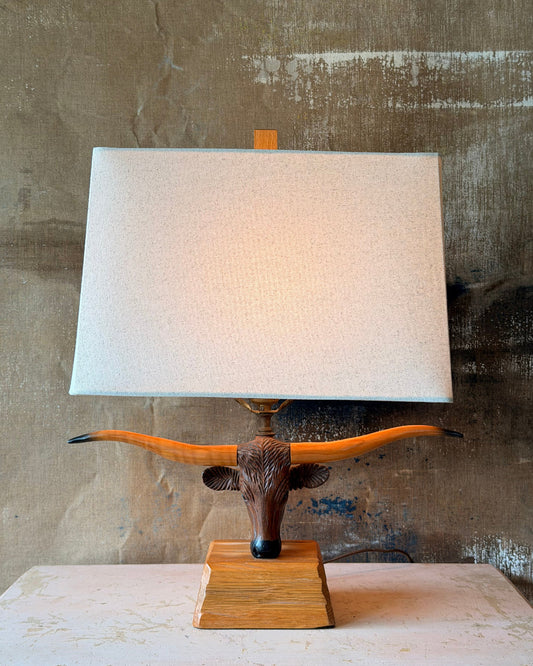 1950s Longhorn Steer Lamp