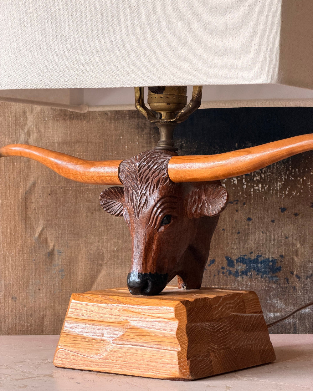 1950s Longhorn Steer Lamp