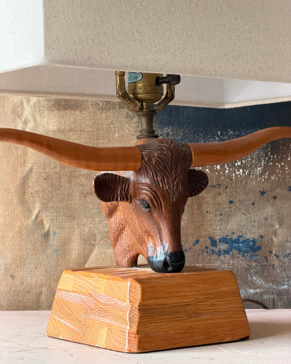 1950s Longhorn Steer Lamp