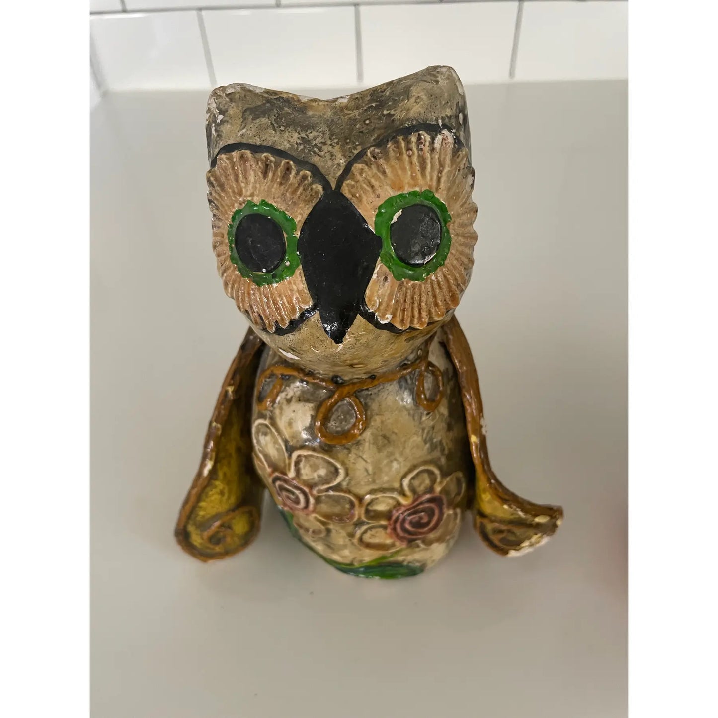 Vintage Paper Mache Owls Set of Three