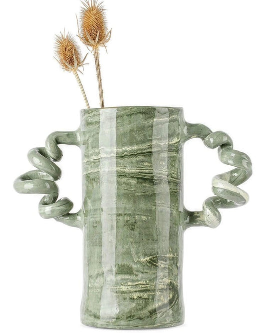 Green Marbled Wiggle Vase