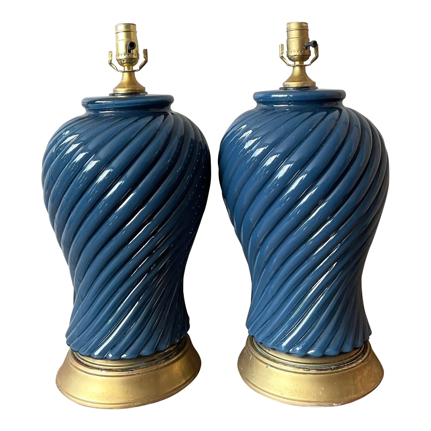 Vintage Pair Boho Painted Glass Lamps
