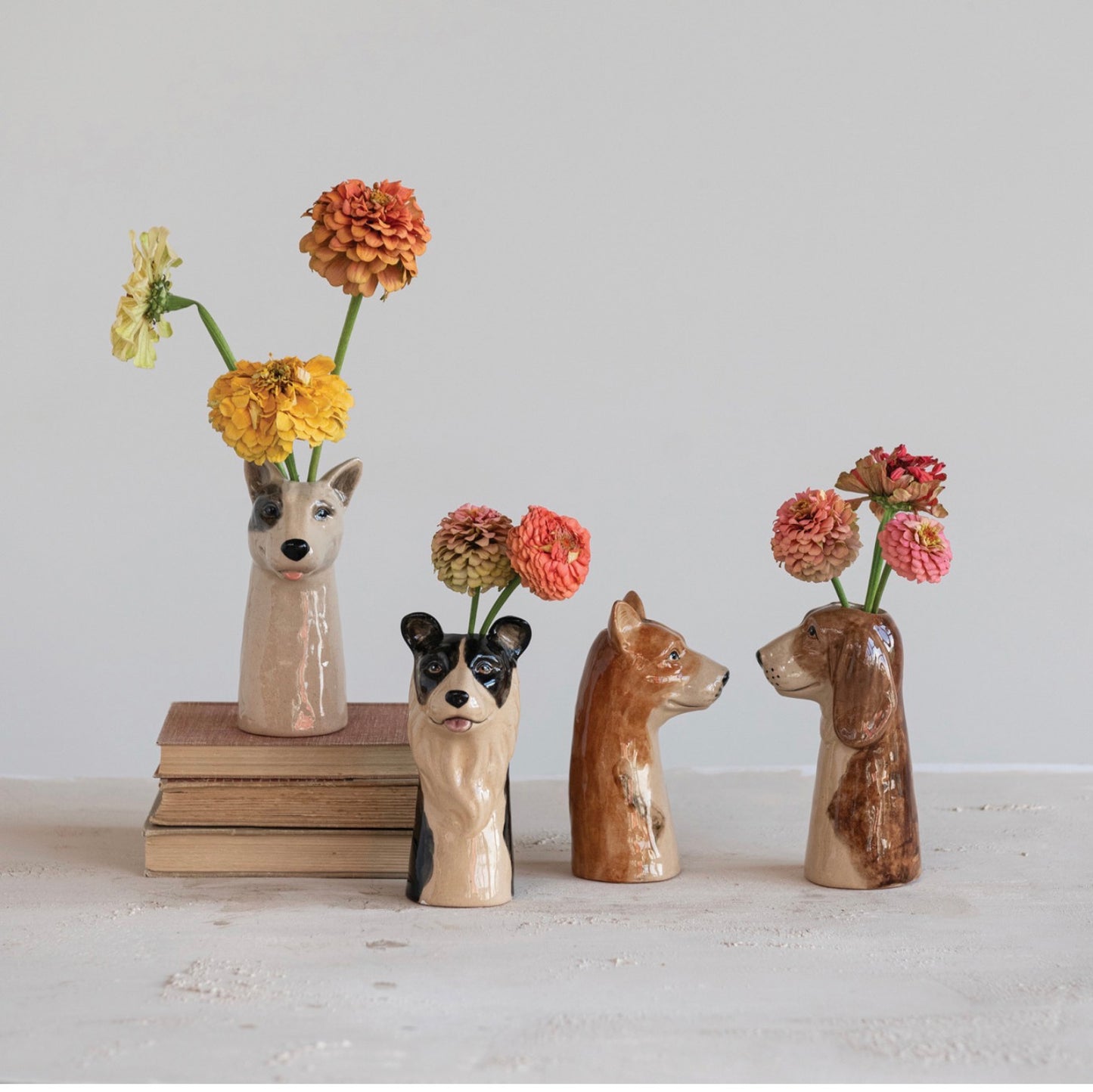 Stoneware Dog Vase