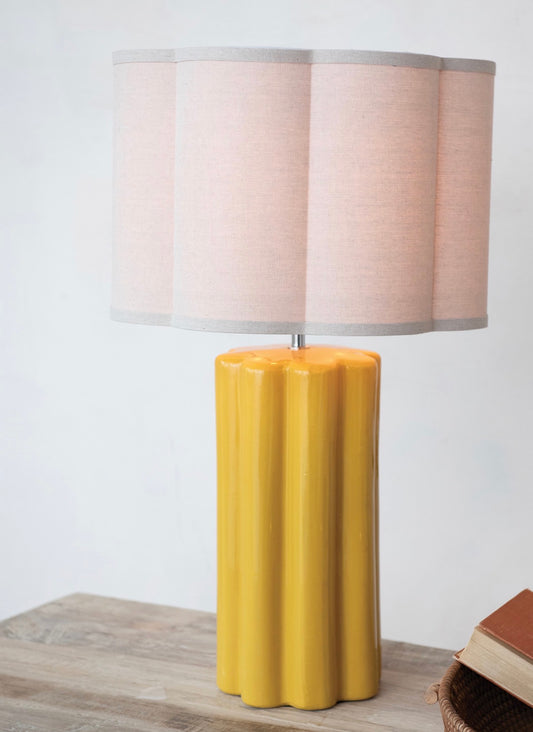 Stoneware Fluted Table Lamp