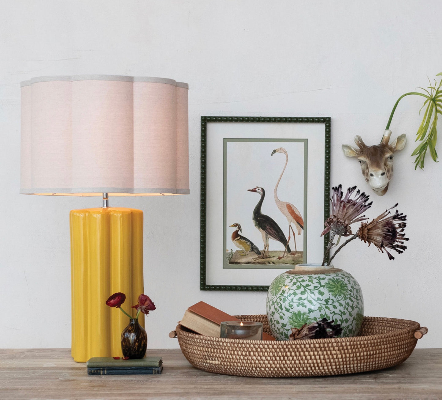 Stoneware Fluted Table Lamp
