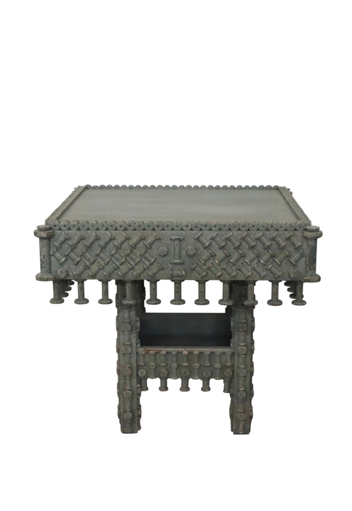 Carved Wood Tramp Art Spool Table