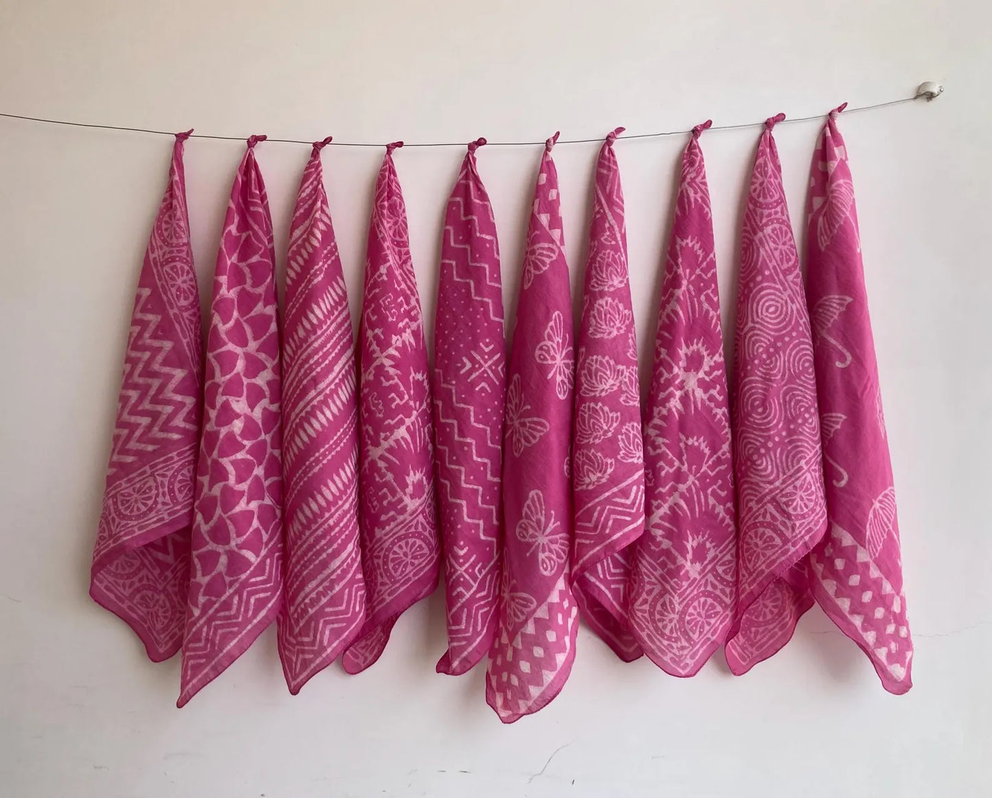 Pink Handblocked Bandana