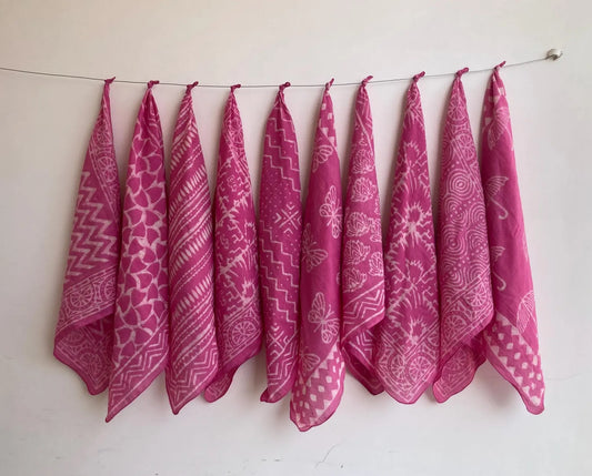 Pink Handblocked Bandana