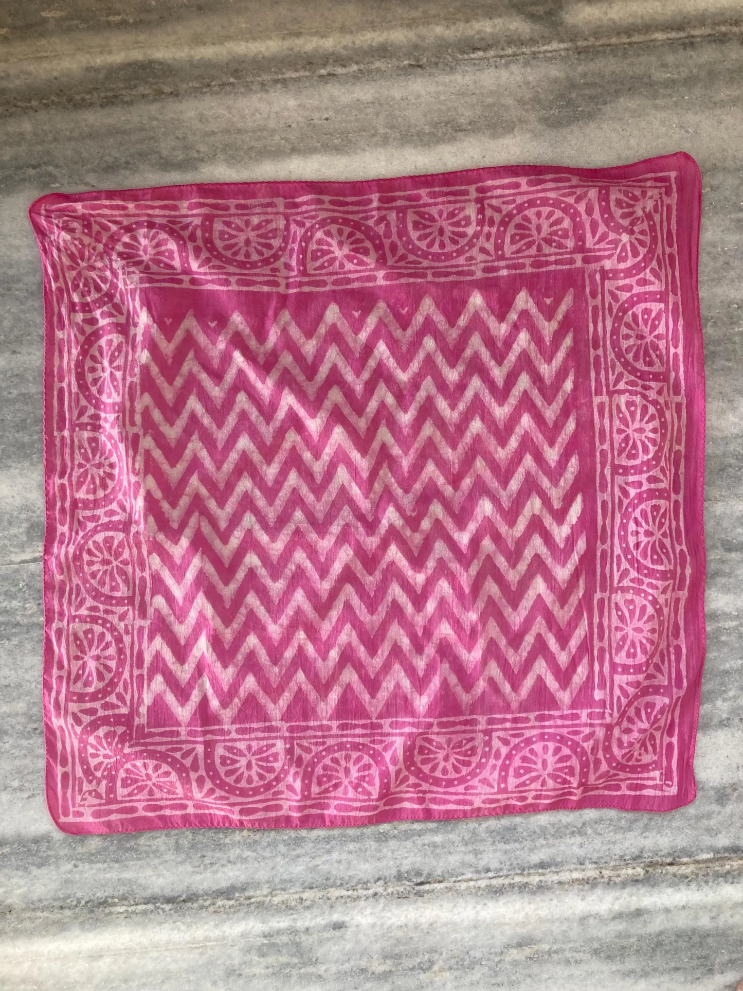 Pink Handblocked Bandana