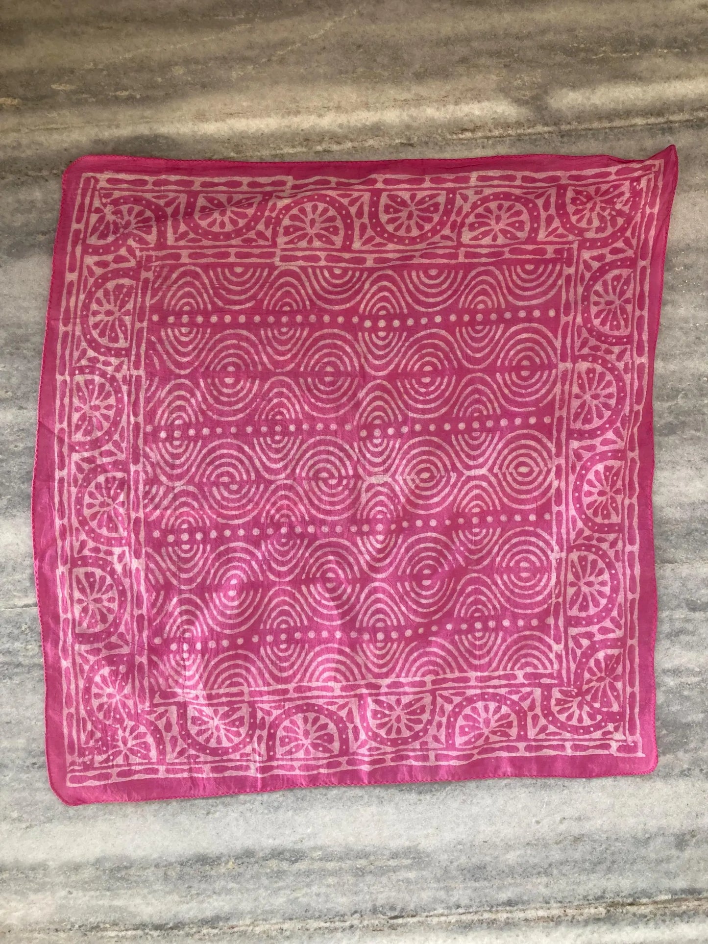 Pink Handblocked Bandana