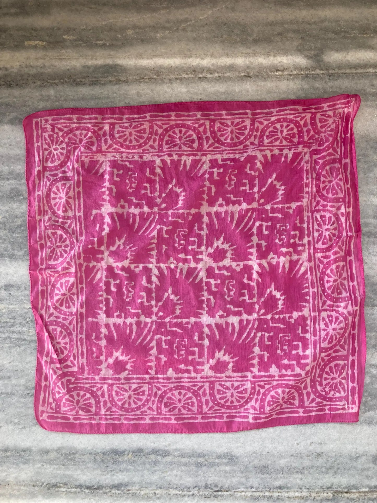 Pink Handblocked Bandana