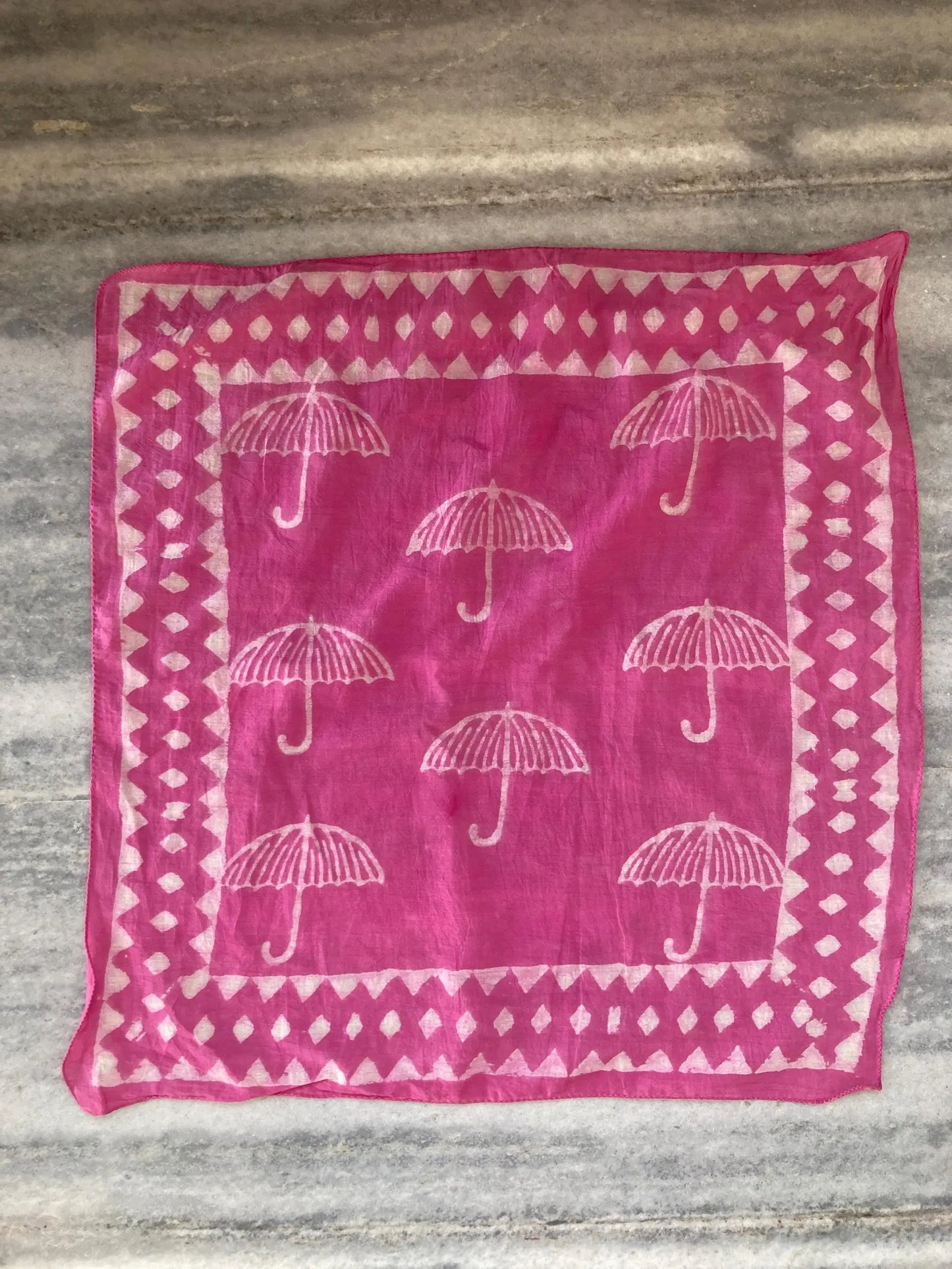 Pink Handblocked Bandana