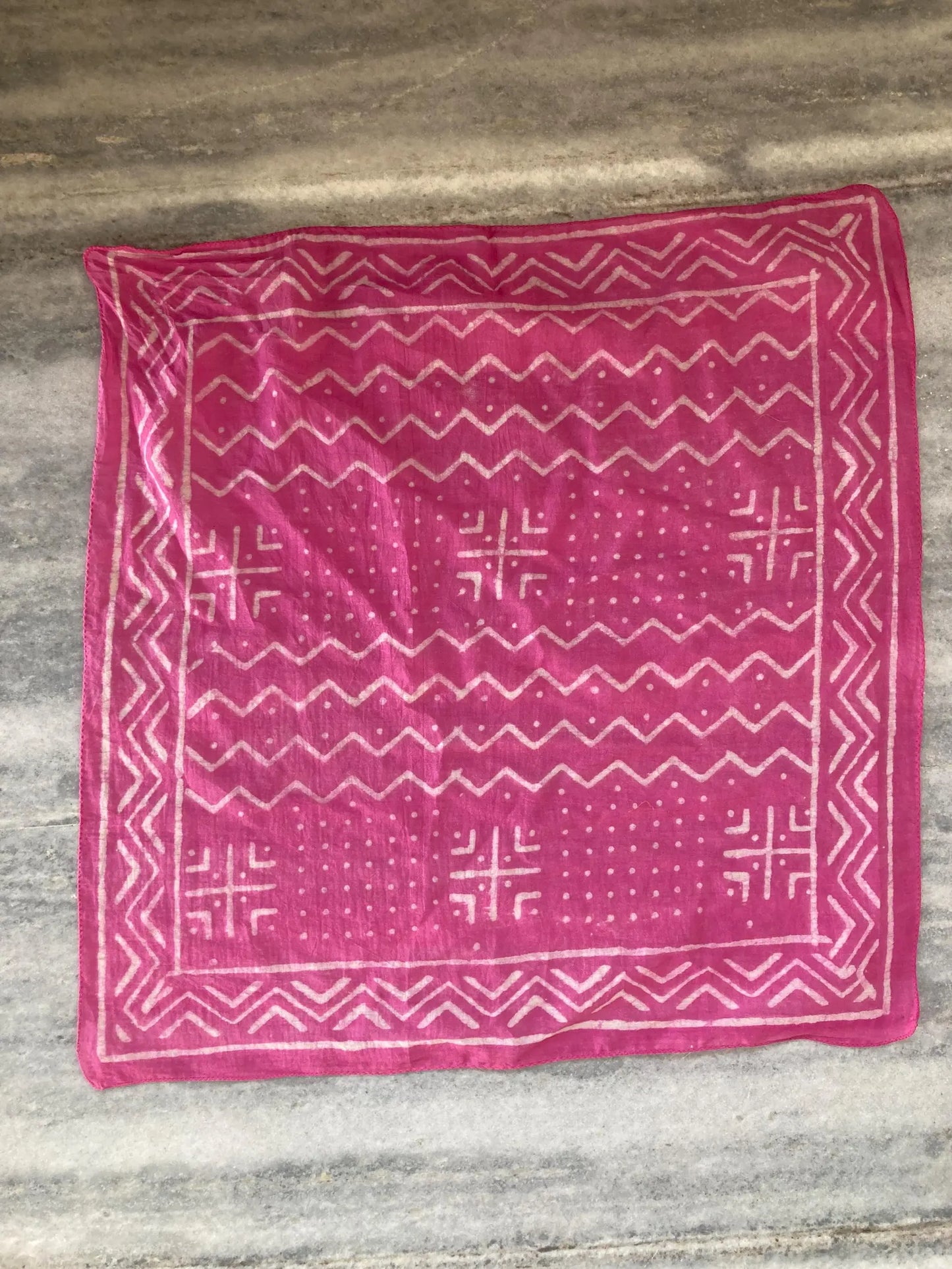 Pink Handblocked Bandana