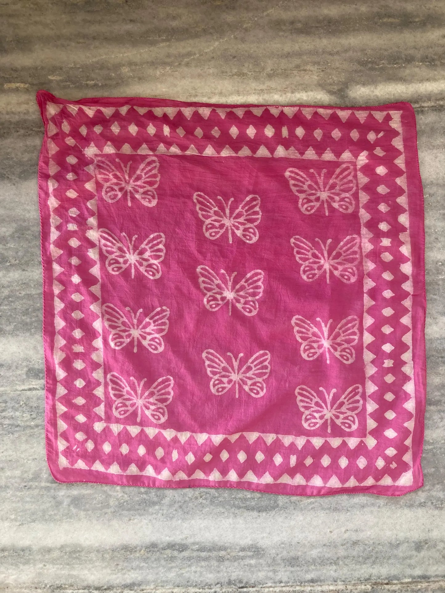 Pink Handblocked Bandana