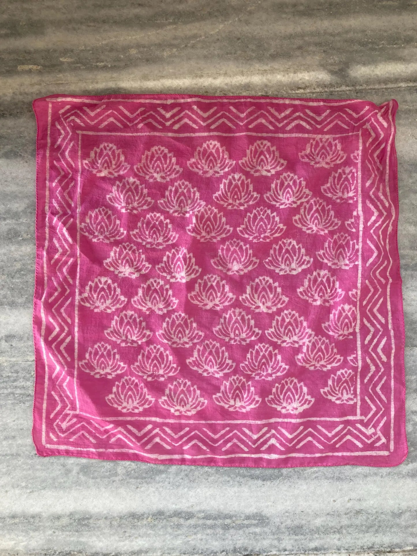 Pink Handblocked Bandana