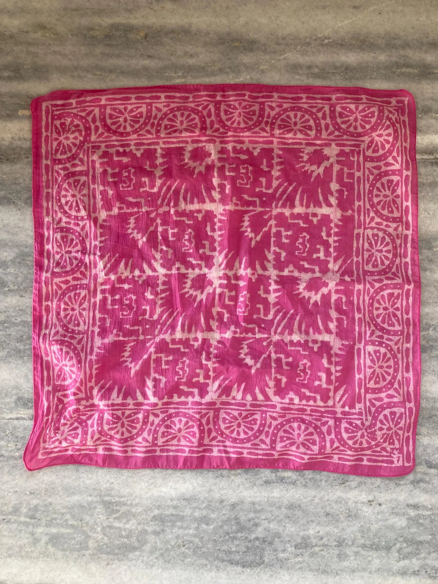 Pink Handblocked Bandana