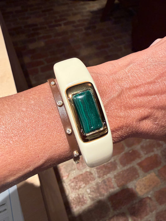 Ivory Resin / Malakite Bangle
