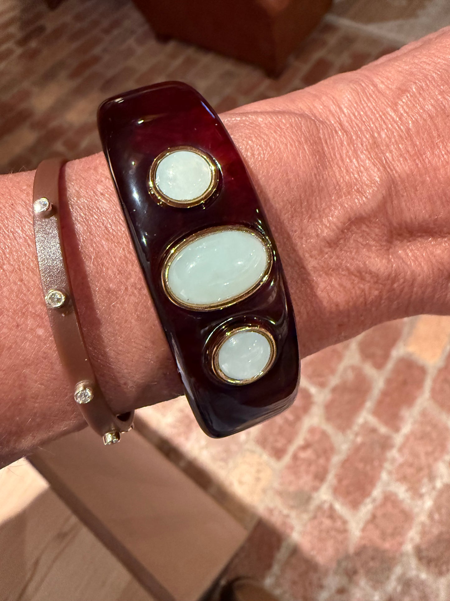 Tortoise Shell Resin / Amazonite Bangle