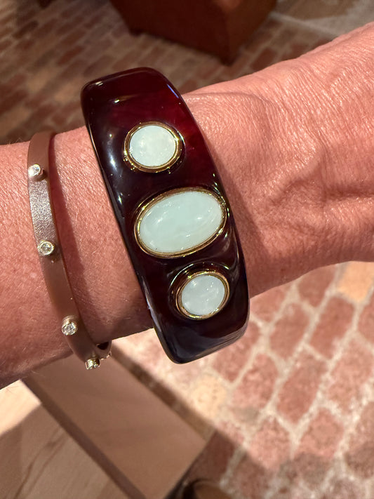 Tortoise Shell Resin / Amazonite Bangle