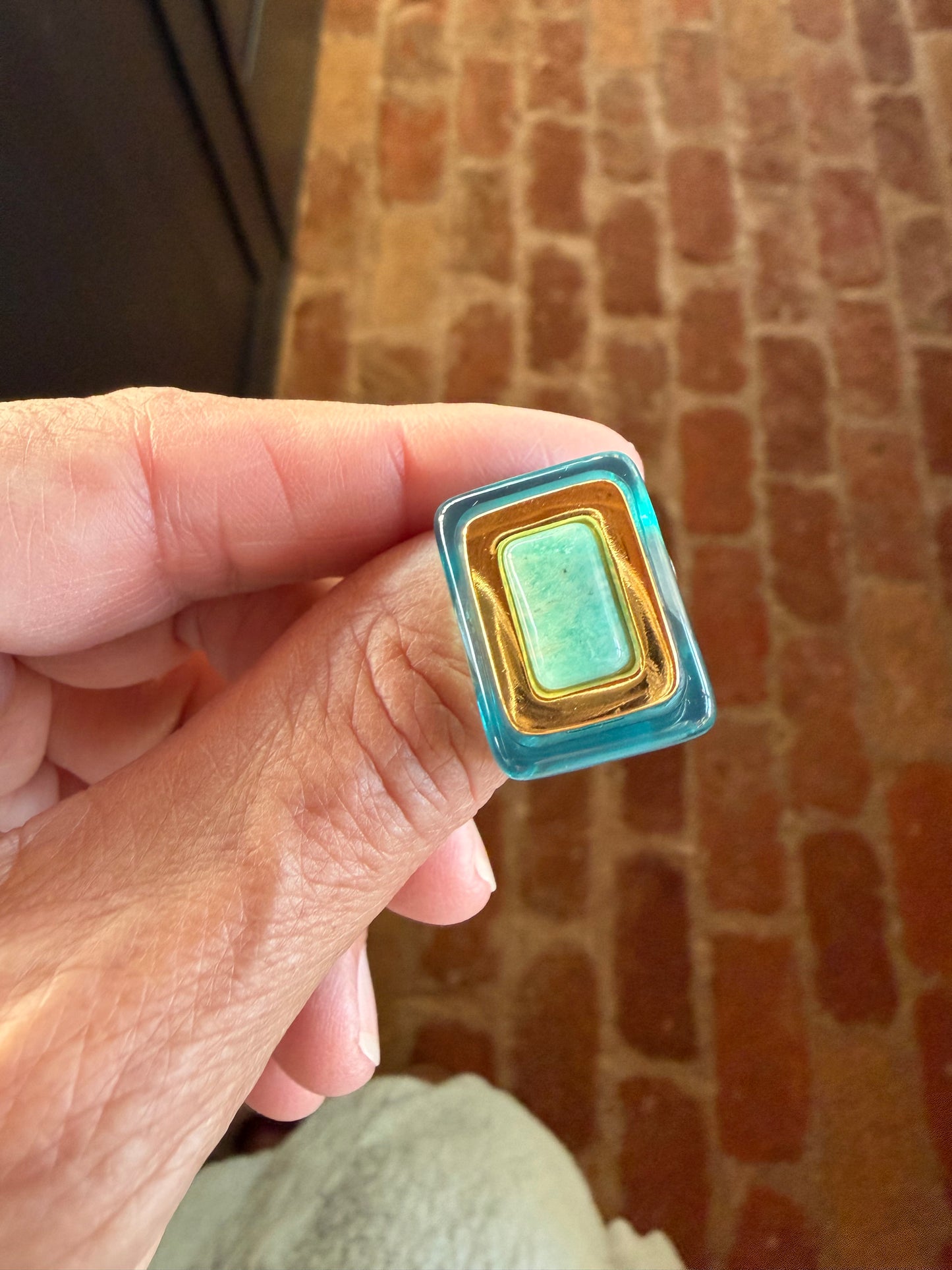 Deep Sea Blue Resin / Amazonite Ring
