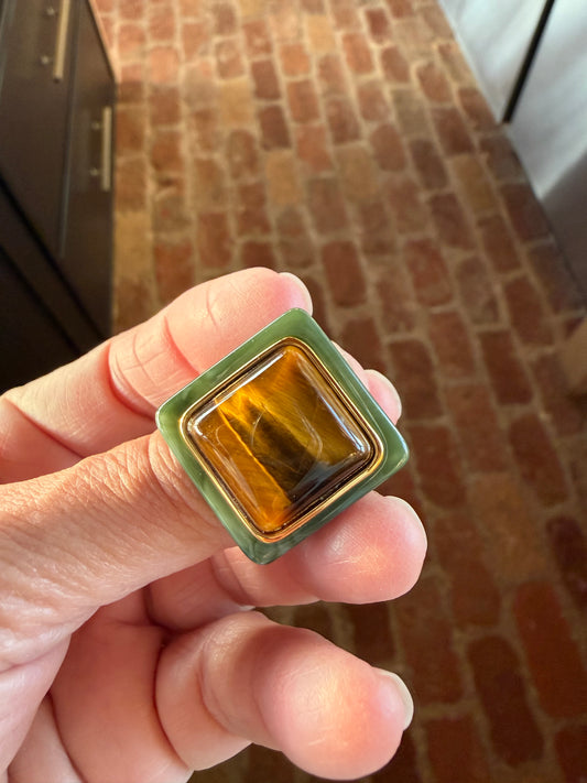 Jade Resin / Tiger Eye Ring