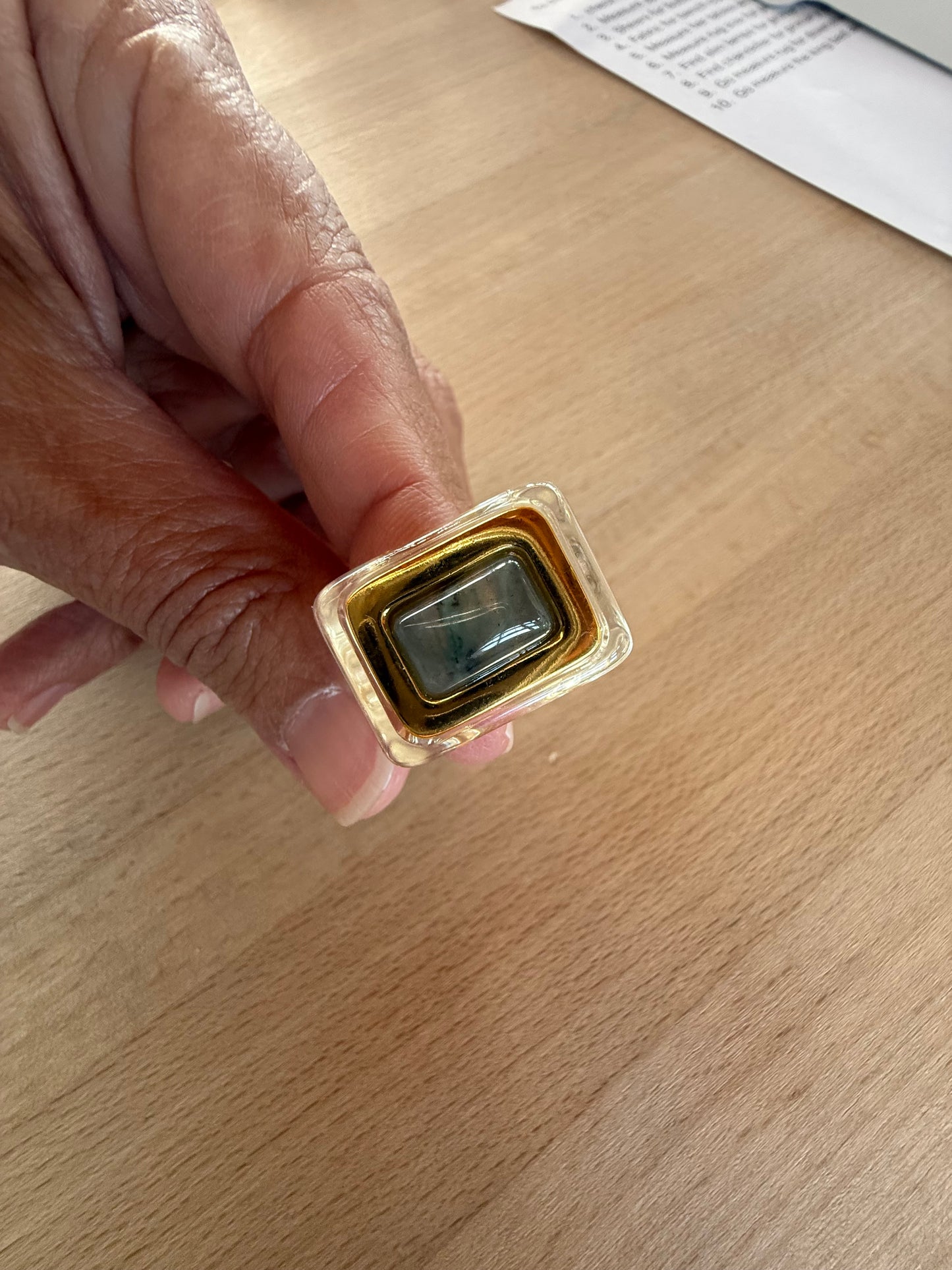 Clear Resin / Labradorite Ring