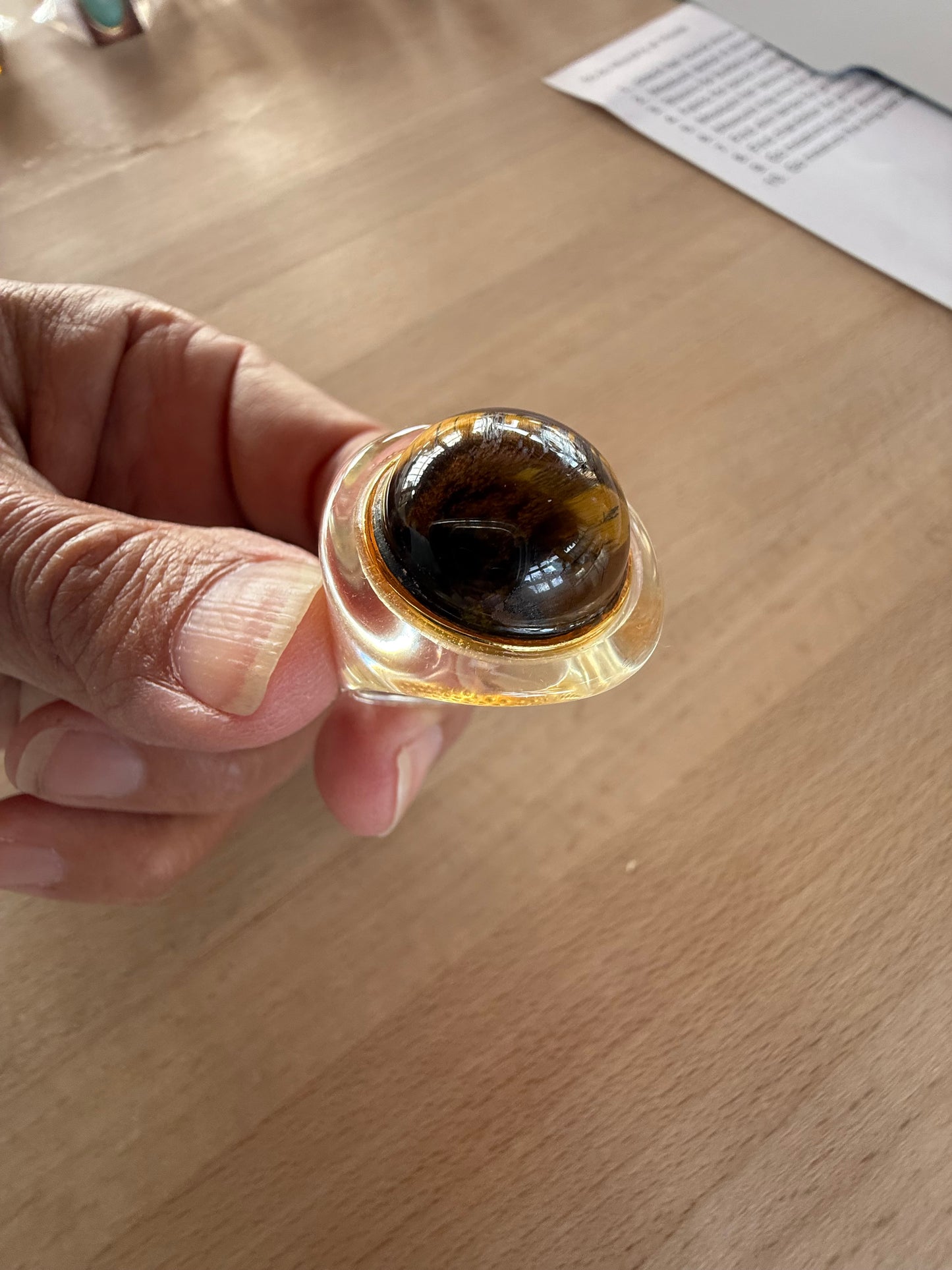 Clear Resin / Tiger Eye Ring