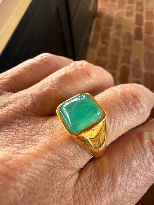 Gold / Blue Green Quartz Ring