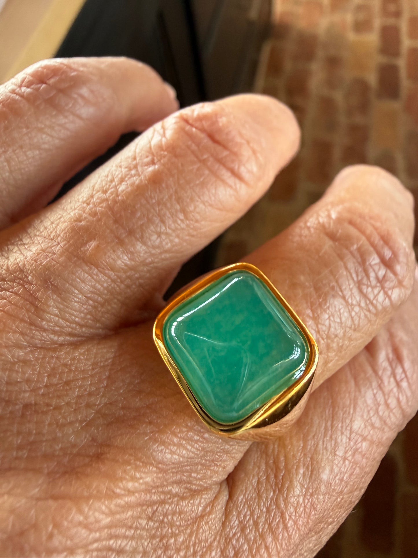 Gold / Blue Green Quartz Ring