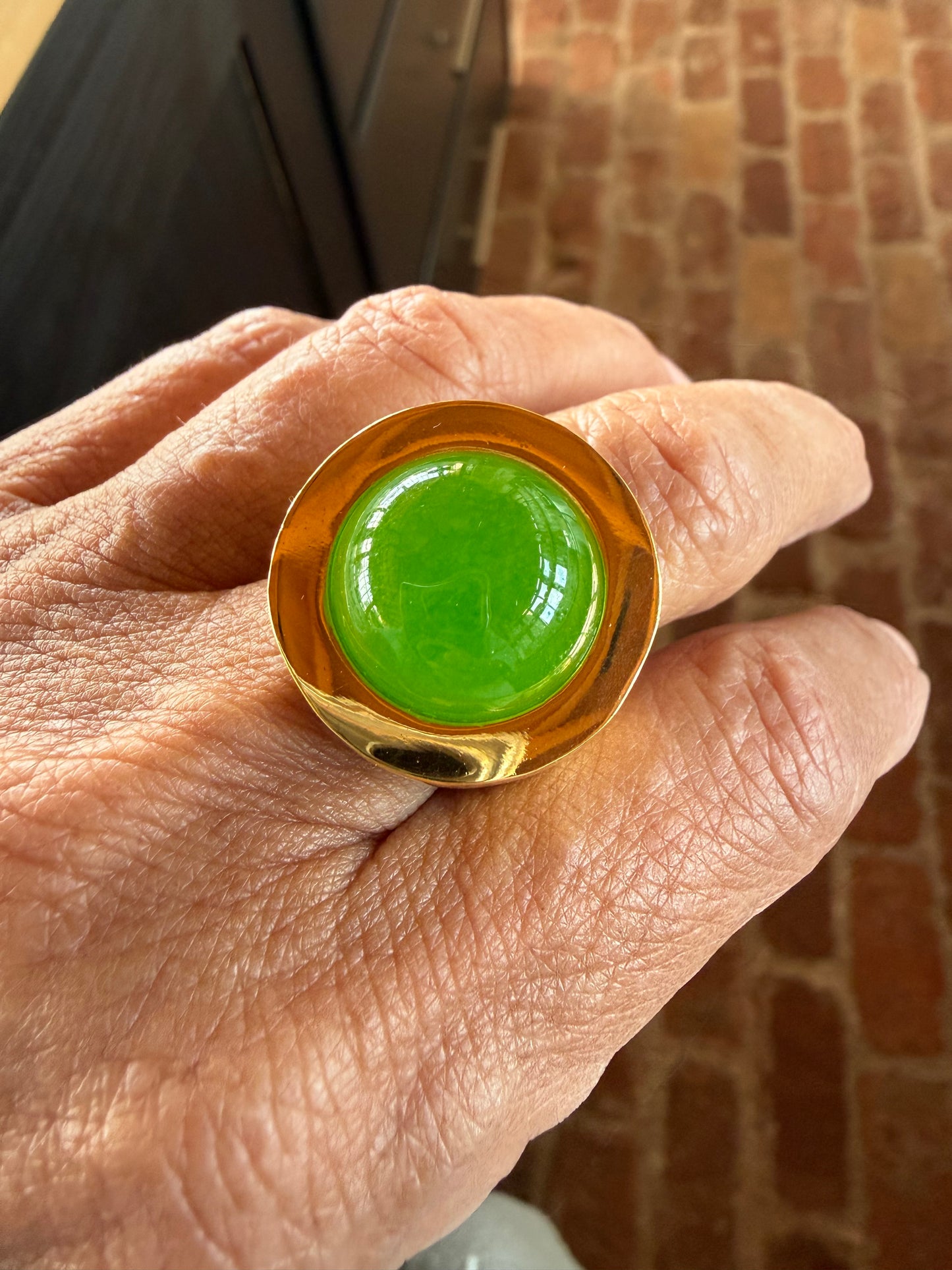 Gold / Green Quartz Ring