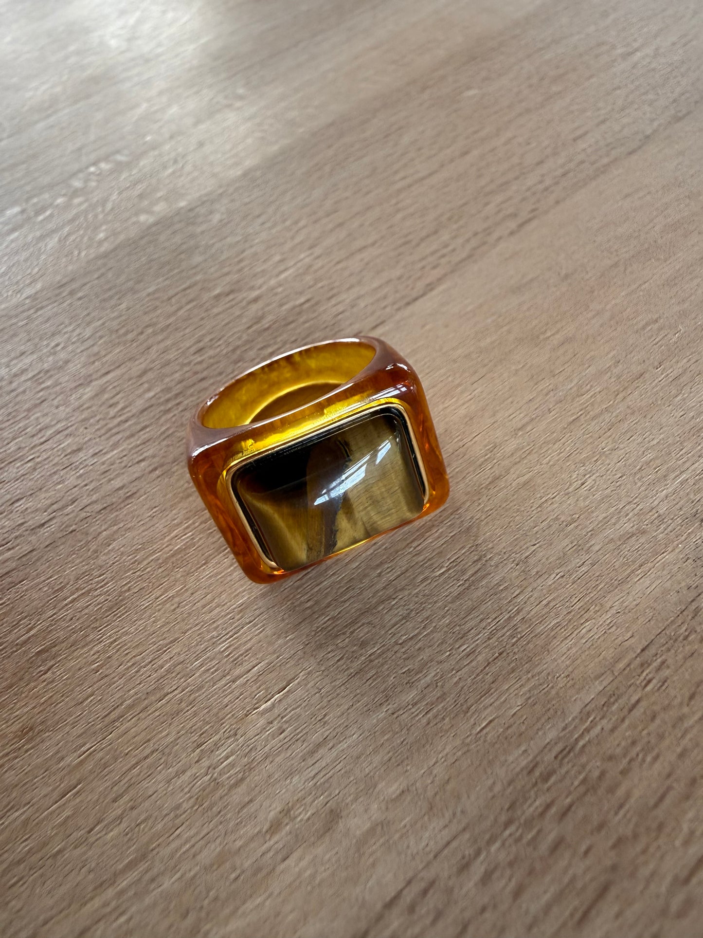 Tortoise Shell Resin / Tiger Eye Ring