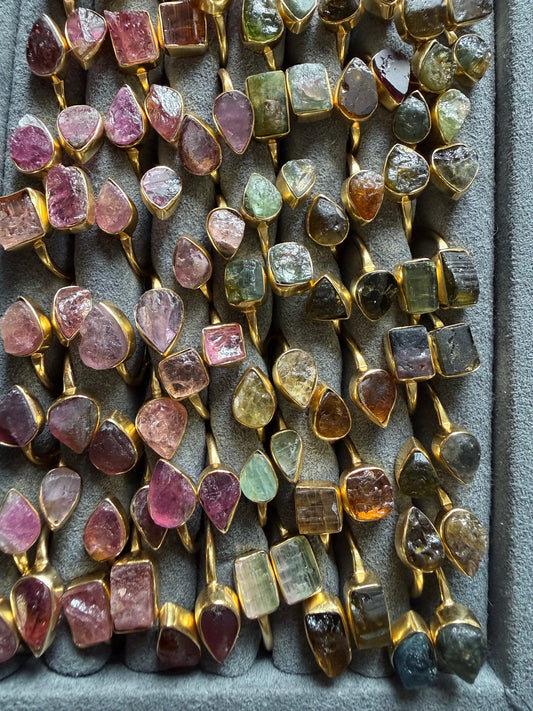 Raw Duo Watermelon Tourmaline Rings