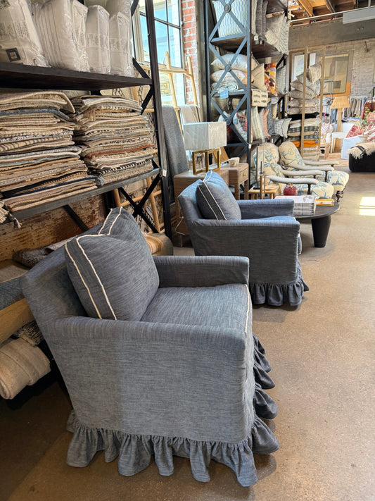 Slipcovered Swivel Chair