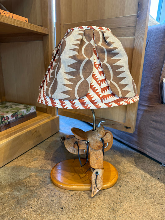 Vintage Saddle Lamp with Shade