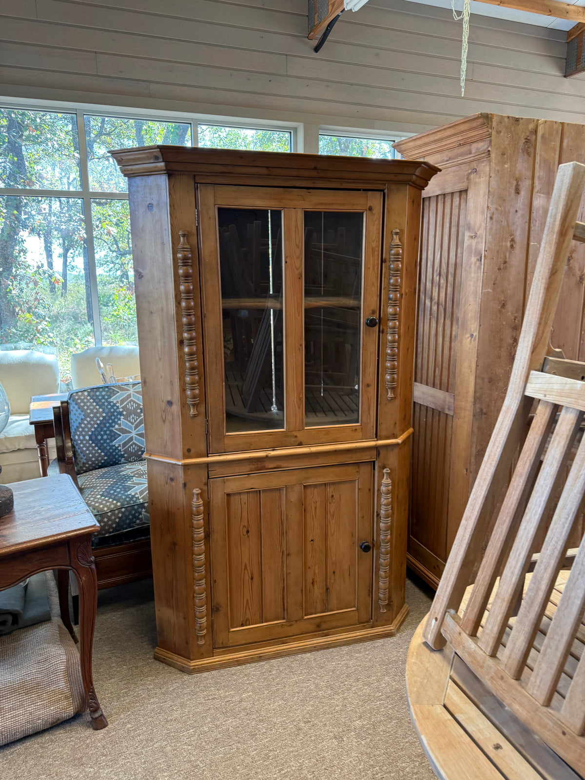 Antique Pine Corner Cupboard