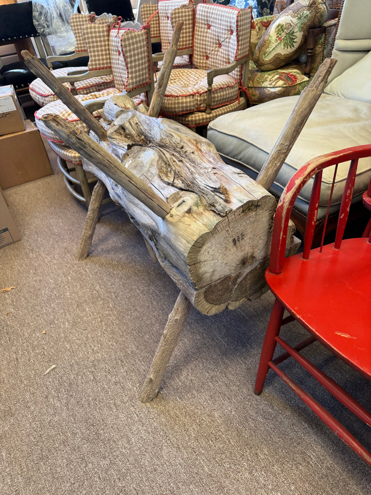Pair of Rustic Log Benches