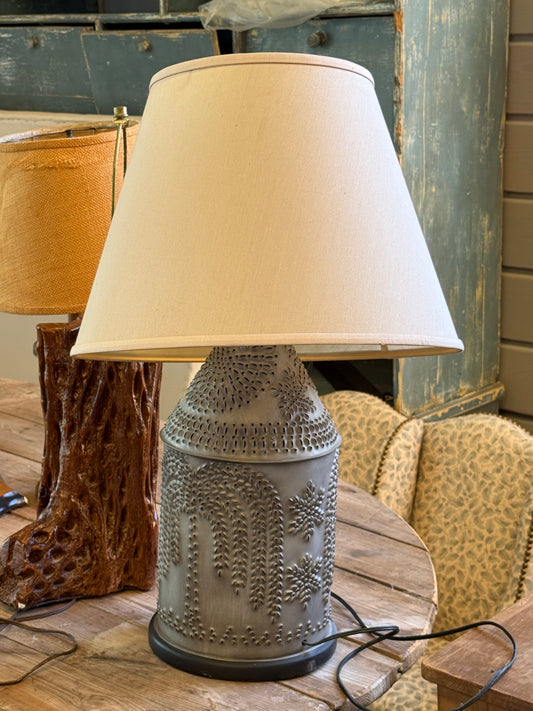 Vintage Pierced Metal Table Lamp