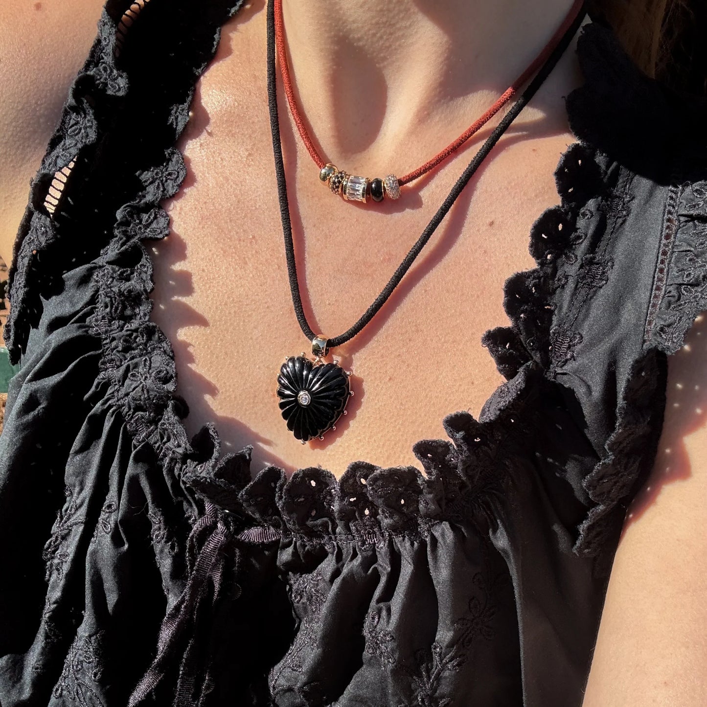 Melanie Onyx Bail Heart Charm