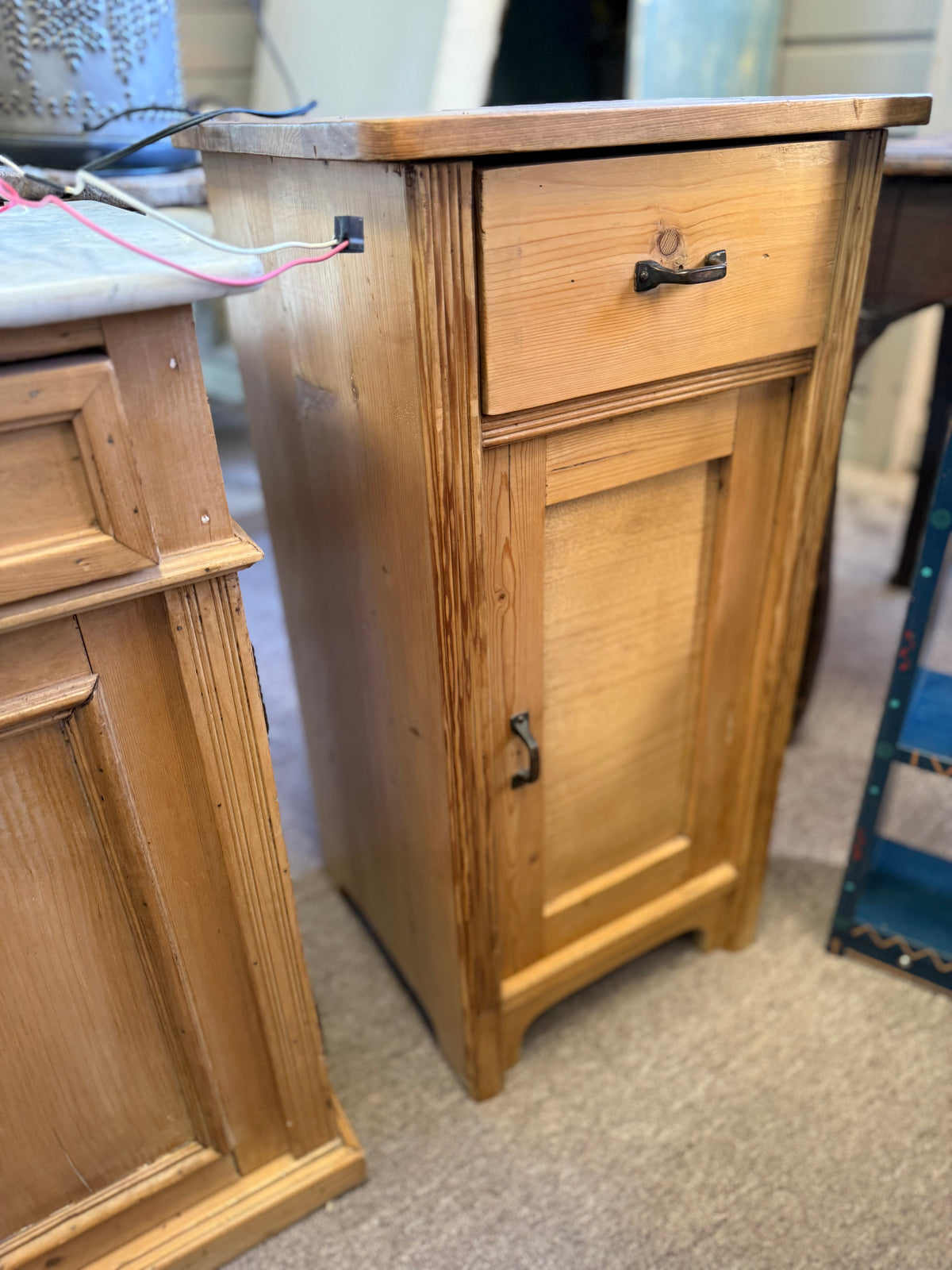 Antique Pine Bedside Cupboard