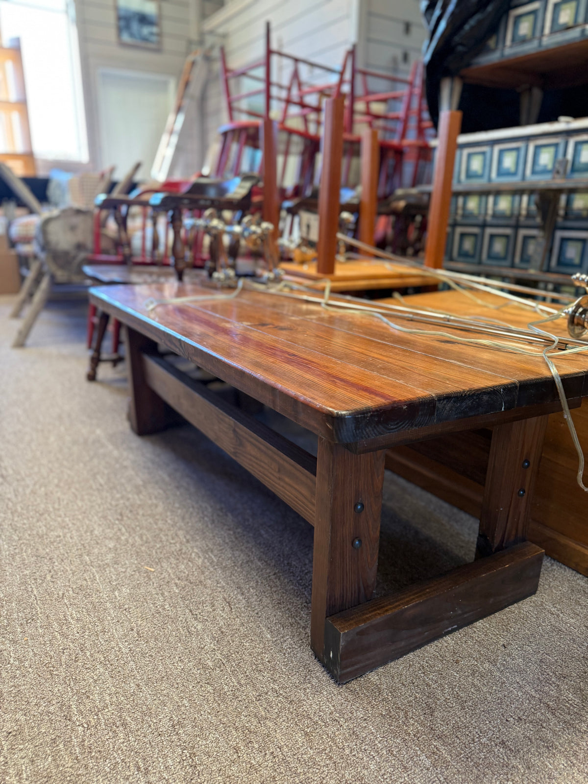 Vintage Pine Trestle Coffee Table