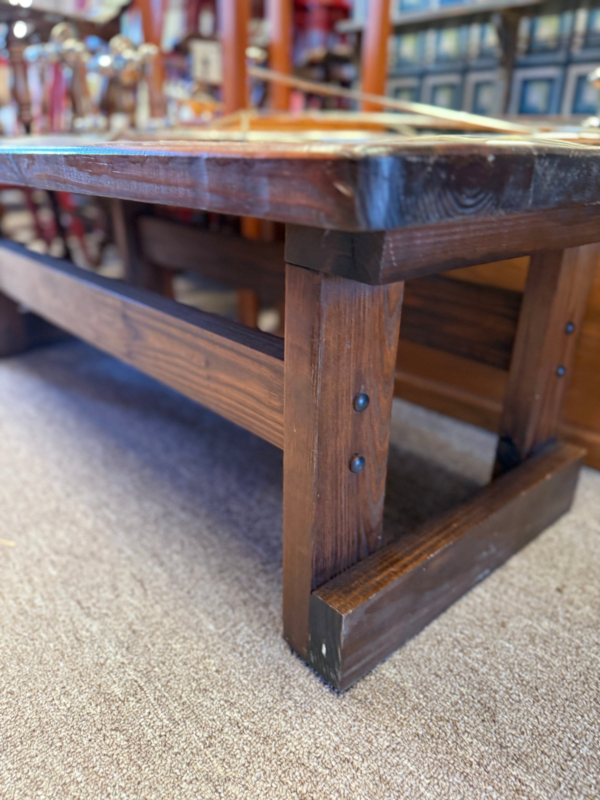 Vintage Pine Trestle Coffee Table