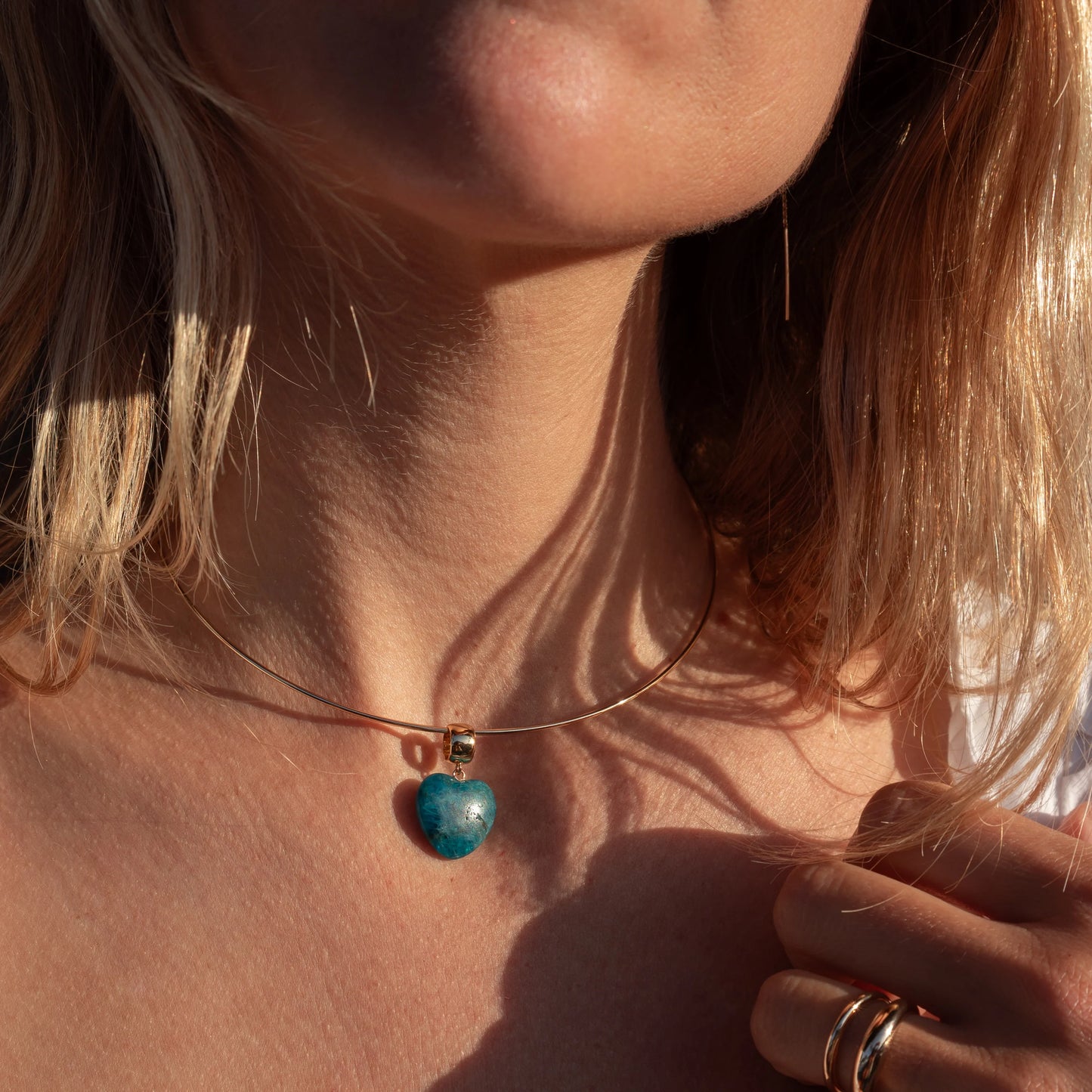 Gem Apatite Heart Bail Charm