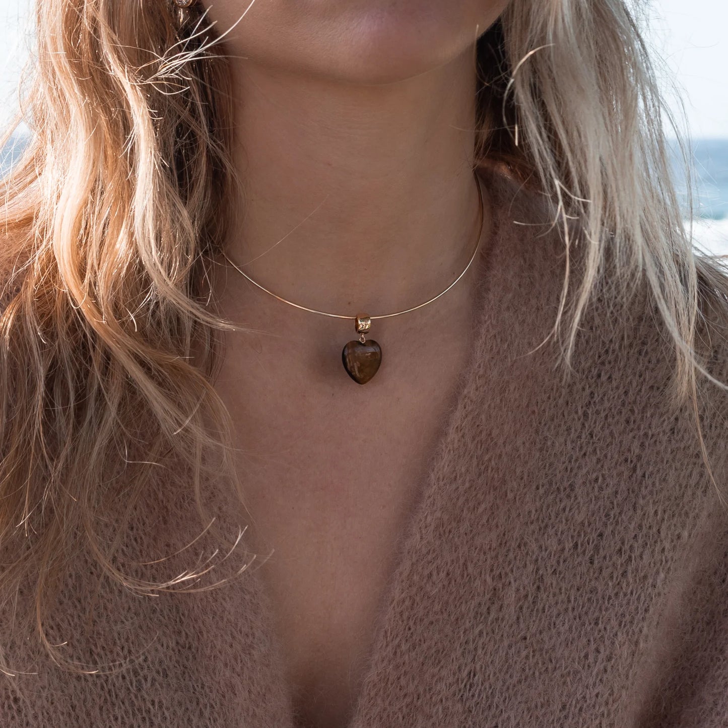 Gem Tigers Eye Heart Bail Charm