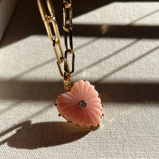 Melanie Pink Jade Heart Charm