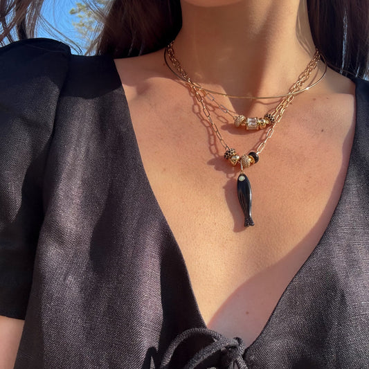 Fish Onyx Charm