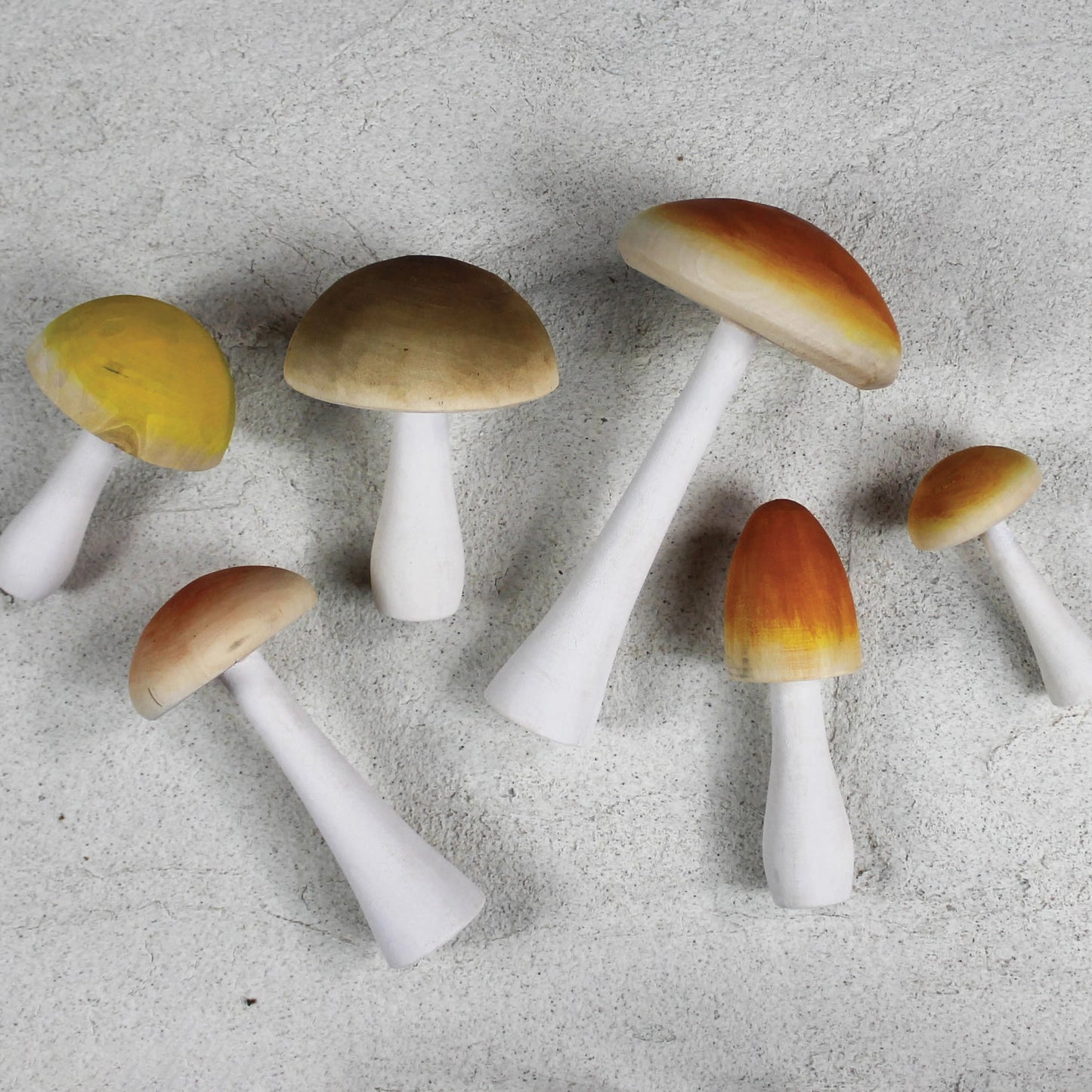 Colorful Mushrooms, Wood - Set of 6