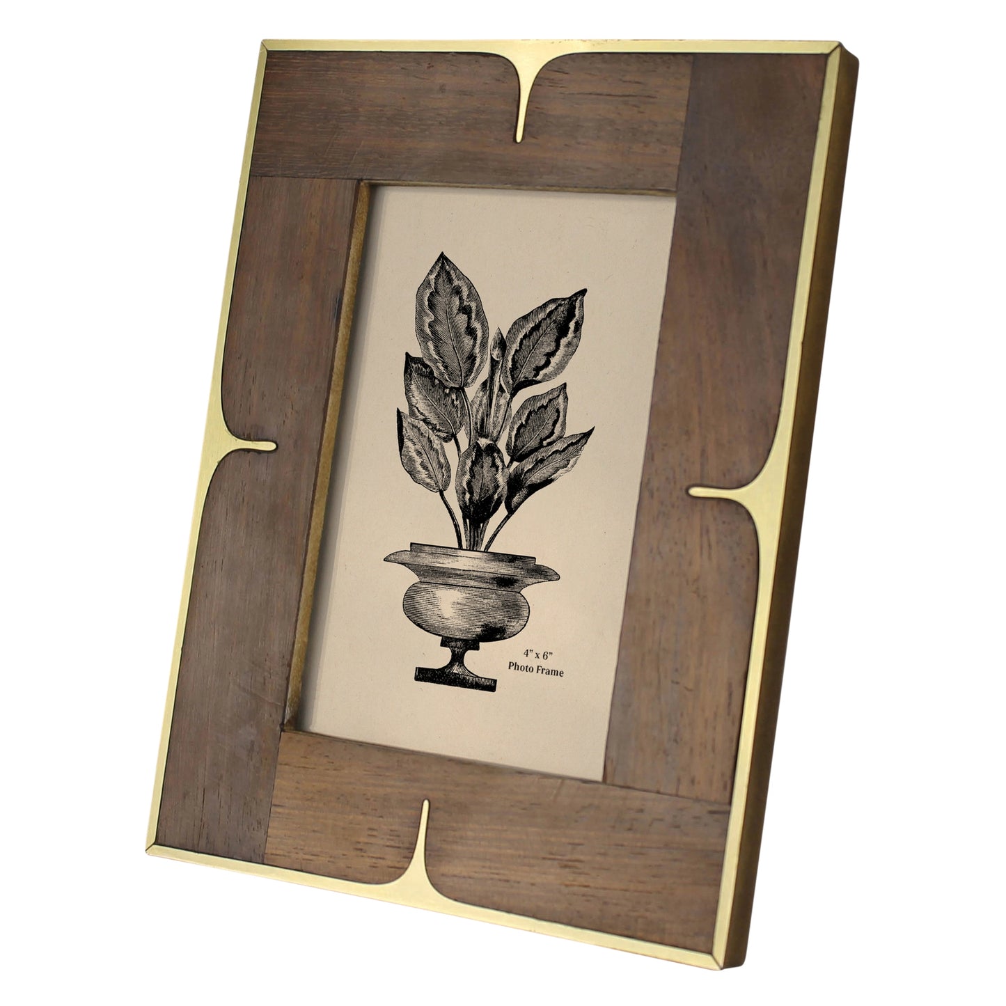 Picture Frame, Wood & Brass 4x6