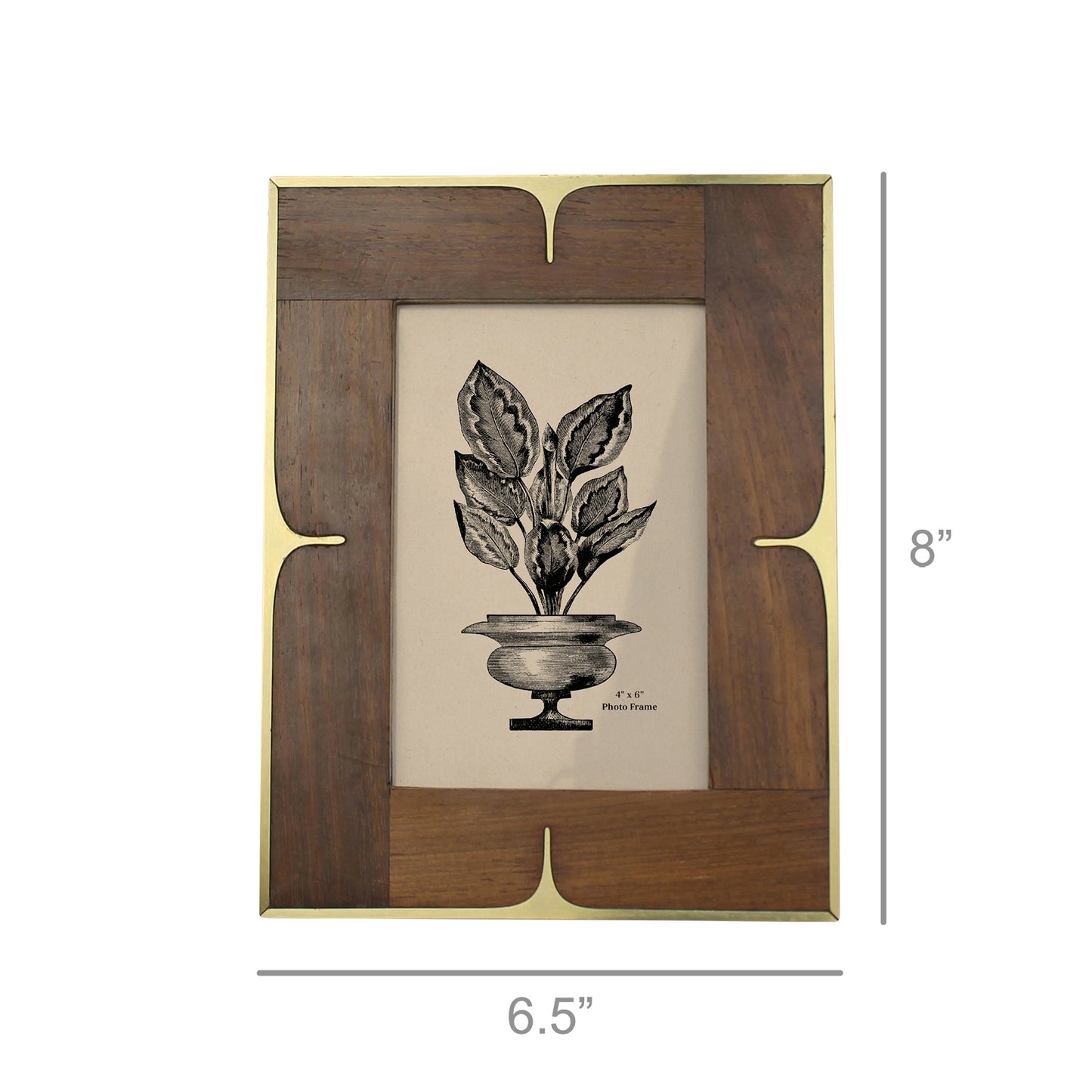 Picture Frame, Wood & Brass 4x6