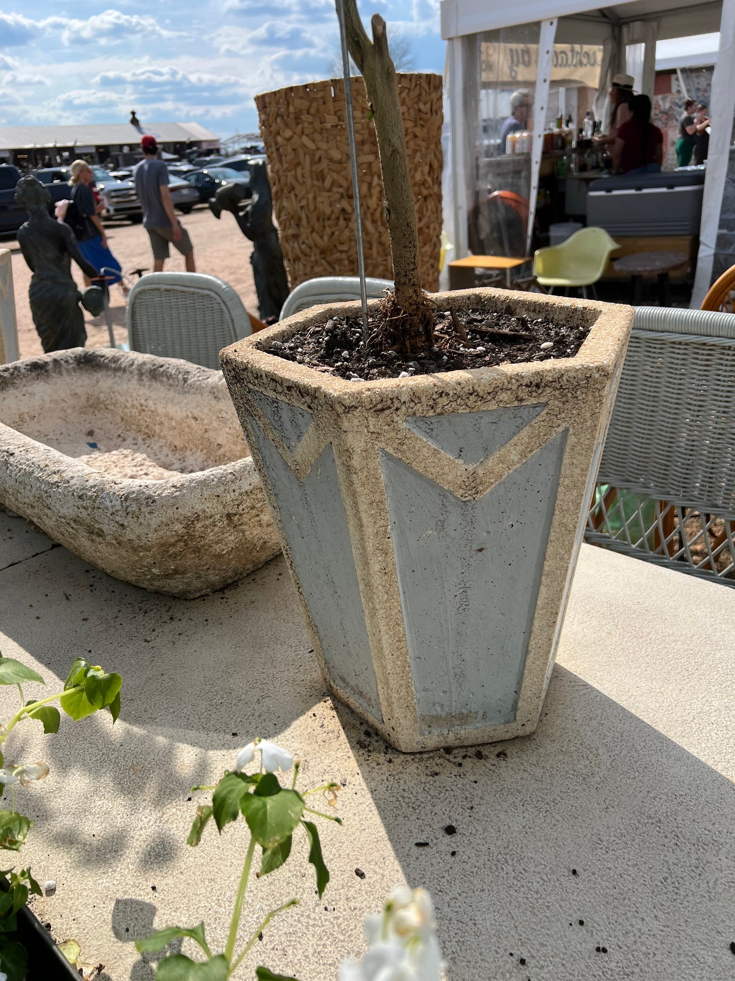 Pair of Painted Neoclassical Garden Urns